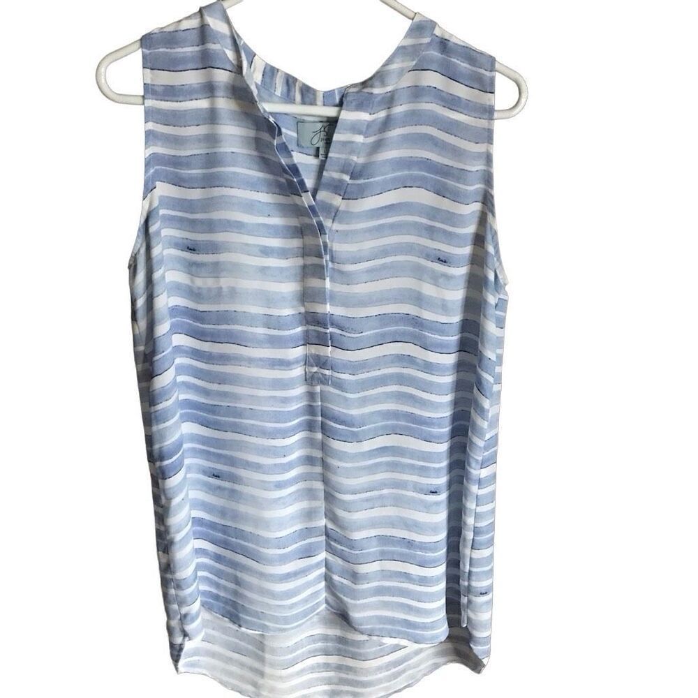 Joan Vass New York top sleeveless size Large blue stripe summer spring